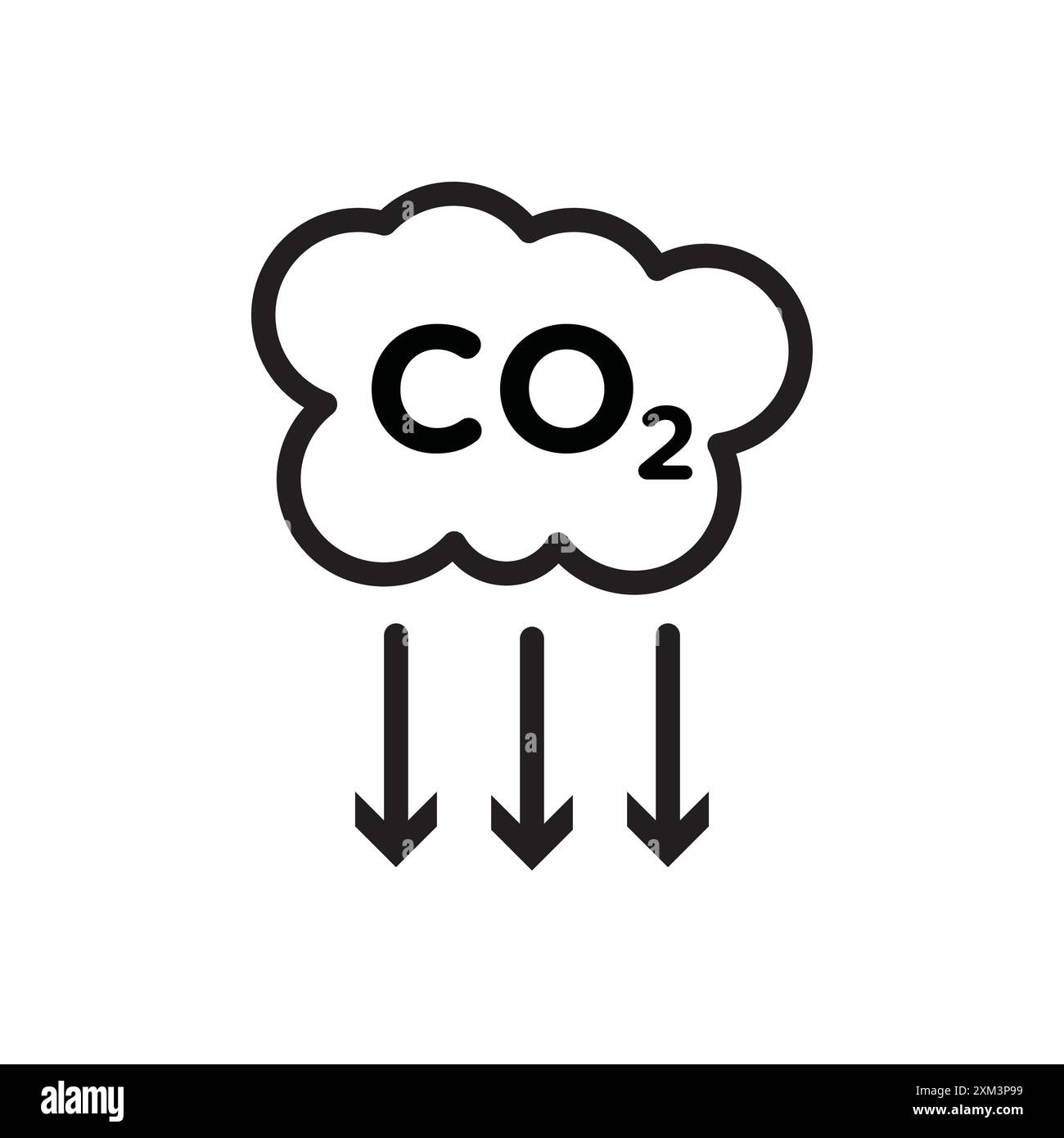 Symbol für co2 reduzieren Schwarze Linie Kunstvektor in Schwarz-weiß-Umrandung Set Collection-Schild Stock Vektor