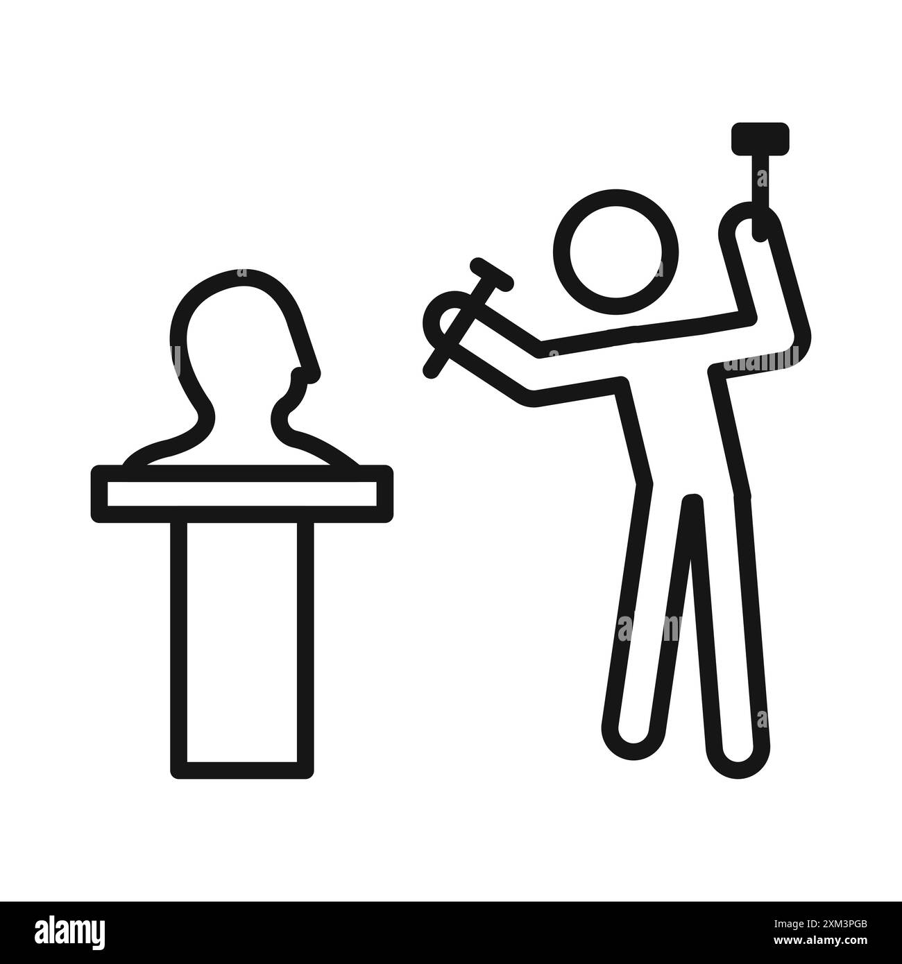 Bildhauer Icon Schwarzer Linie Kunstvektor in schwarz-weiß Umrisse Set Sammlung Zeichen Stock Vektor