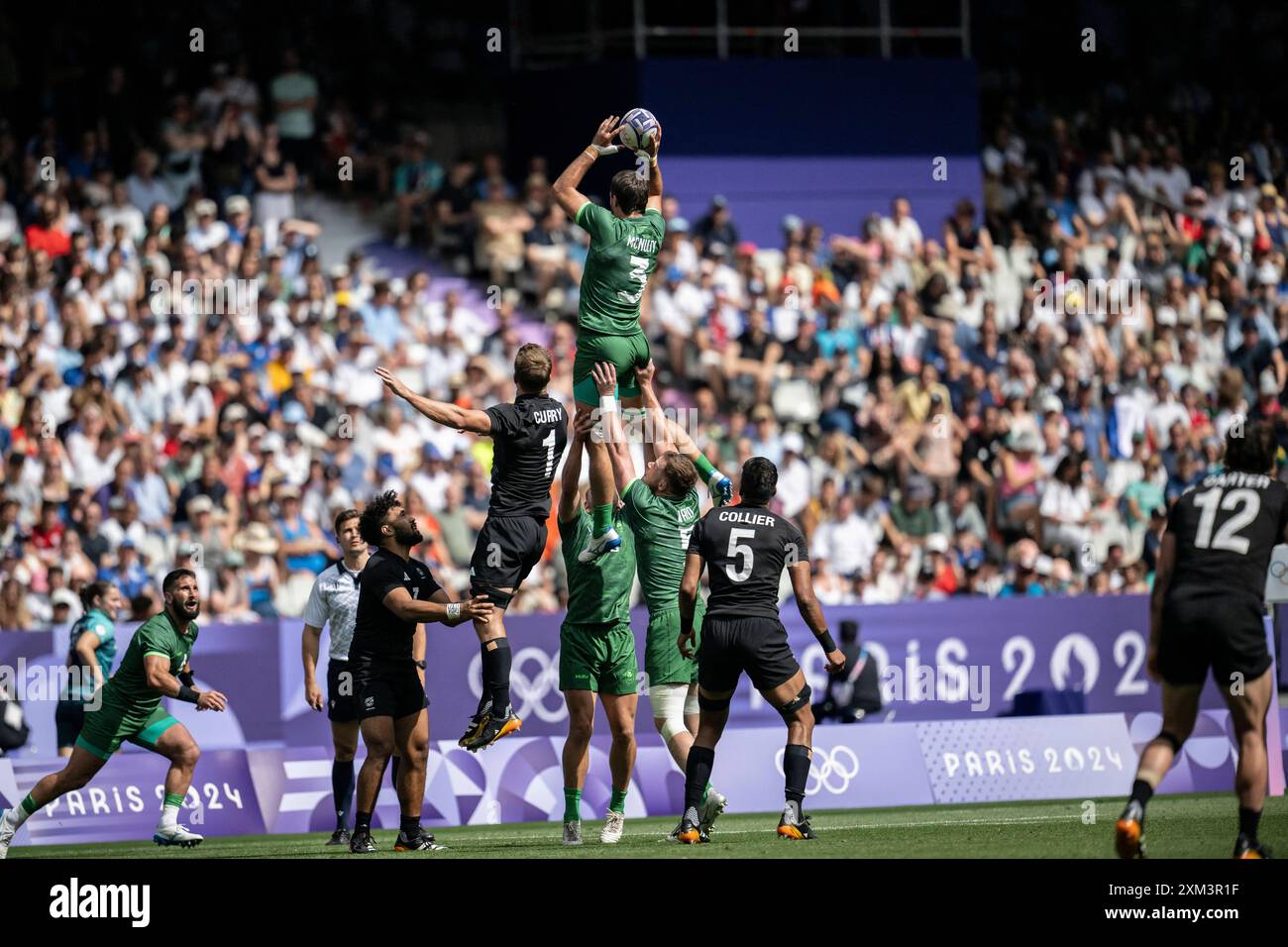 Paris, Frankreich. Juli 2024. Das Spiel zwischen Irland und Neuseeland wurde am 25. Juli 2024 im Stade de France in Saint-Denis gespielt. Foto: Eliot Blondet/ABACAPRESS. COM Credit: Abaca Press/Alamy Live News Stockfoto