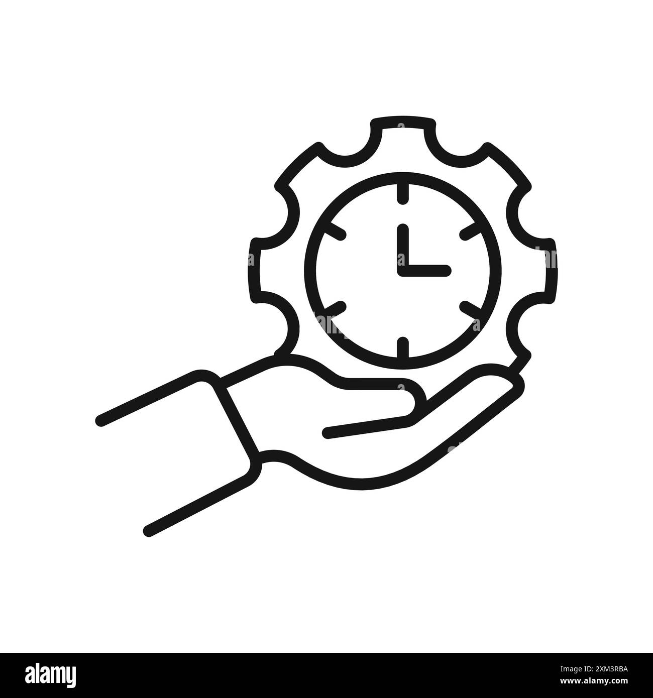 Zeitmanagement-Symbol Schwarzer Linie Kunstvektor in Schwarzweiß-Umrandung Set Collection Sign Stock Vektor