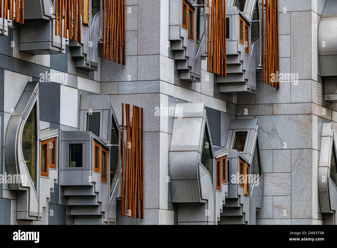 Moderner Teil des Außenbereichs des schottischen Parlamentsgebäudes, Holyrood, Edinburgh, Schottland, Großbritannien Stockfoto