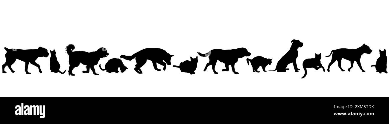 Haustierrand mit Katzen und Hunden Stock Vektor