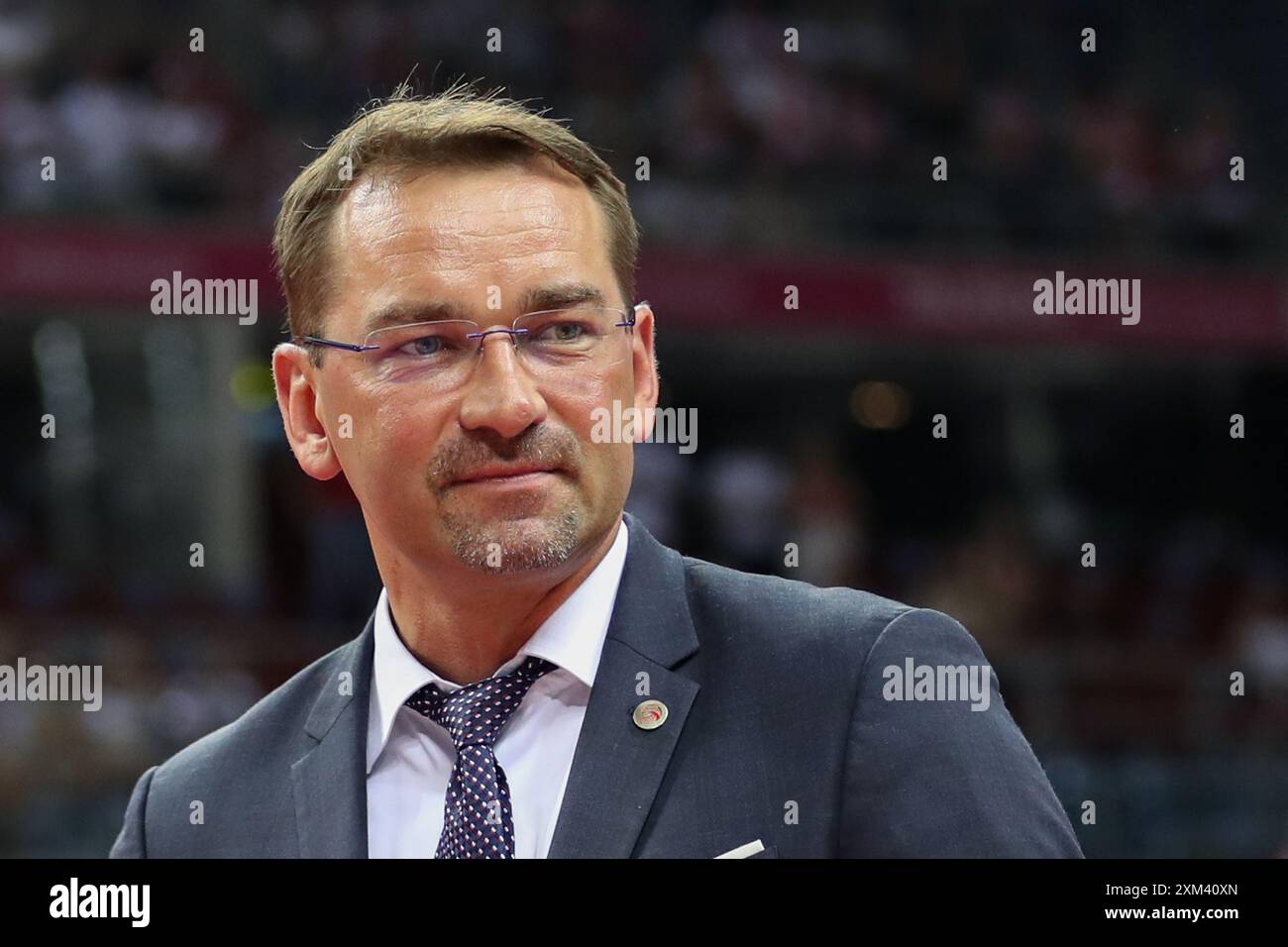 Sebastian Swiderski von Polen wurde während des Hubert Wagner Memorial 2024 Volleyballspiels zwischen Polen und Slowenien in der Tauron Arena gesehen. Endpunktzahl; Polen 3:1 (25:20, 26:28, 25:14, 26:24 Slowenien. Stockfoto