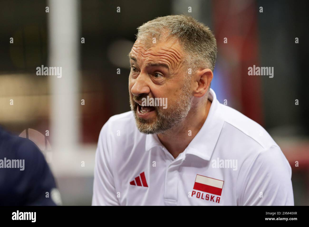 Trainer Nikola Grbic aus Polen wurde beim Volleyballspiel des Hubert Wagner Memorial 2024 zwischen Polen und Slowenien in der Tauron Arena gesehen. Endpunktzahl; Polen 3:1 (25:20, 26:28, 25:14, 26:24 Slowenien. Stockfoto