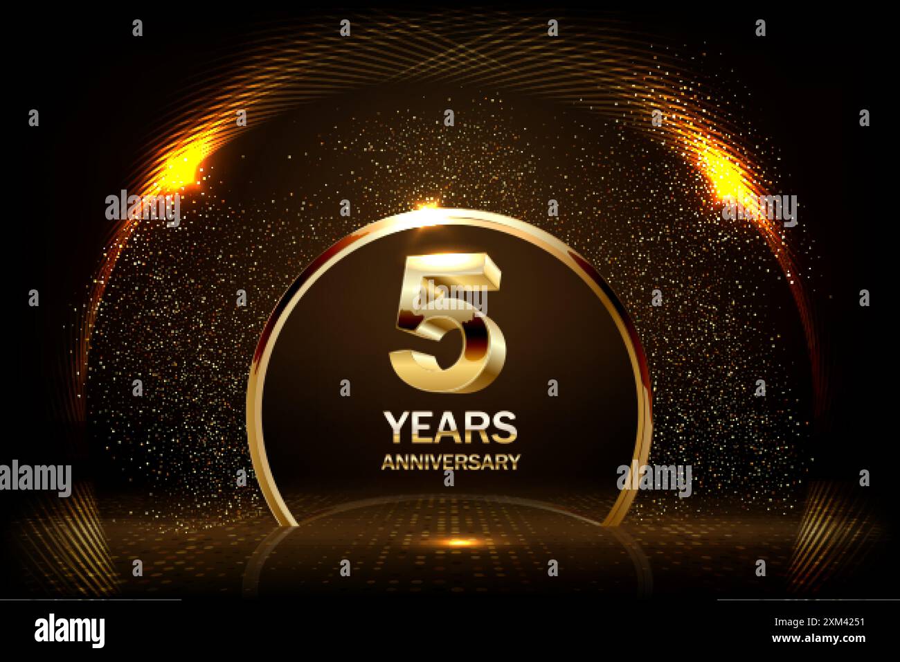 5 Years Celebration Golden Jubilee Award Grafikhintergrund. Entertainment Spot Light Hollywood Vorlage Luxuriöses Premium Corporate Abstract Design Stock Vektor