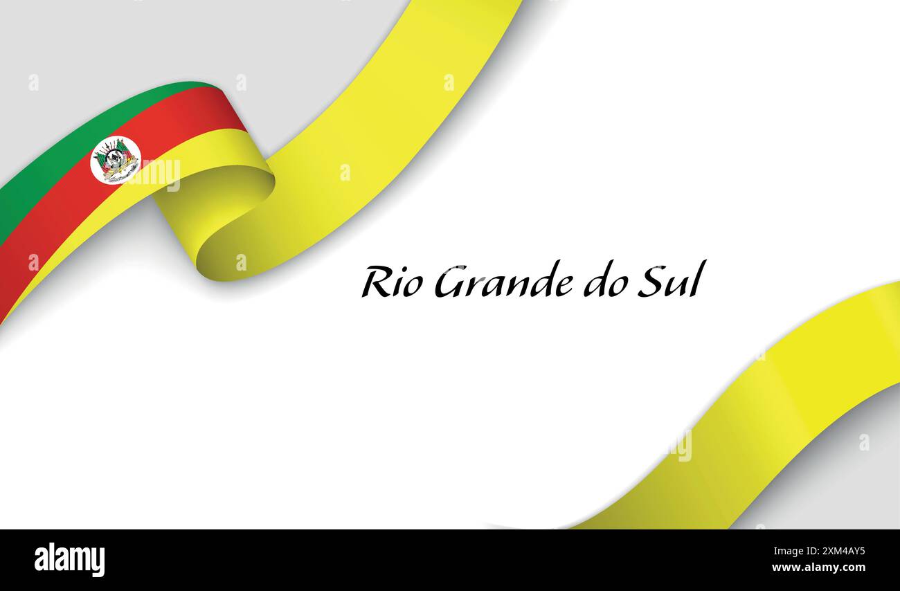 Das gekrümmte Band mit Flackern von Rio Grande do Sul ist ein Bundesstaat Brasilien auf weißem Hintergrund mit Copyspace Stock Vektor