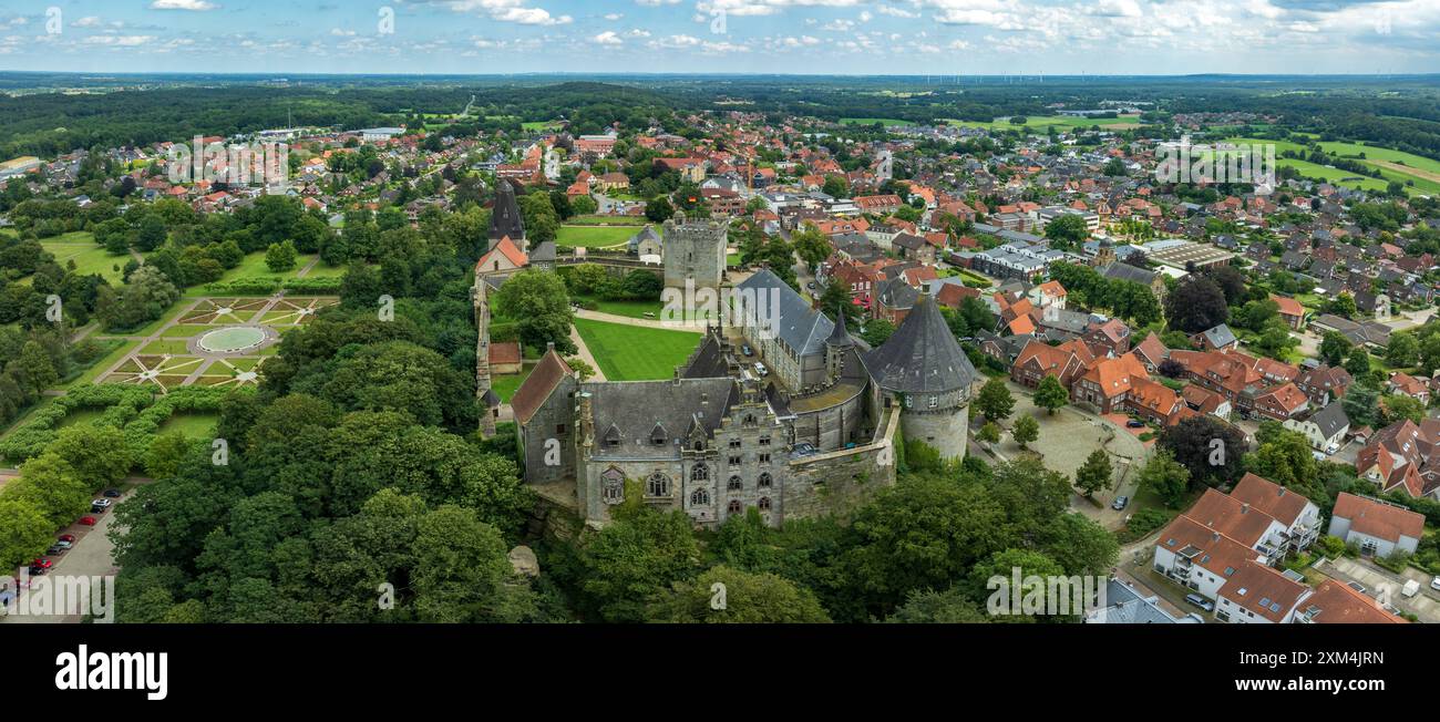 Luftaufnahme der Burg Bad Bentheim in Niedersachsen Stockfoto