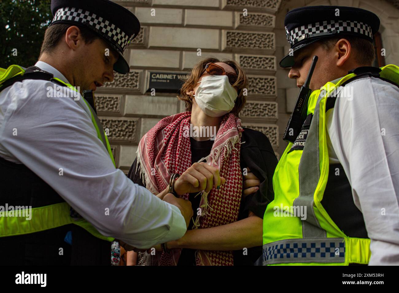 Pro-Palästina-Protest und Streik vor dem Außenministerium in Zentral-London. Stockfoto