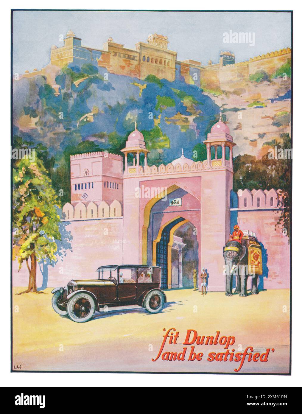 1927 indische Werbung für Dunlop-Reifen. Stockfoto