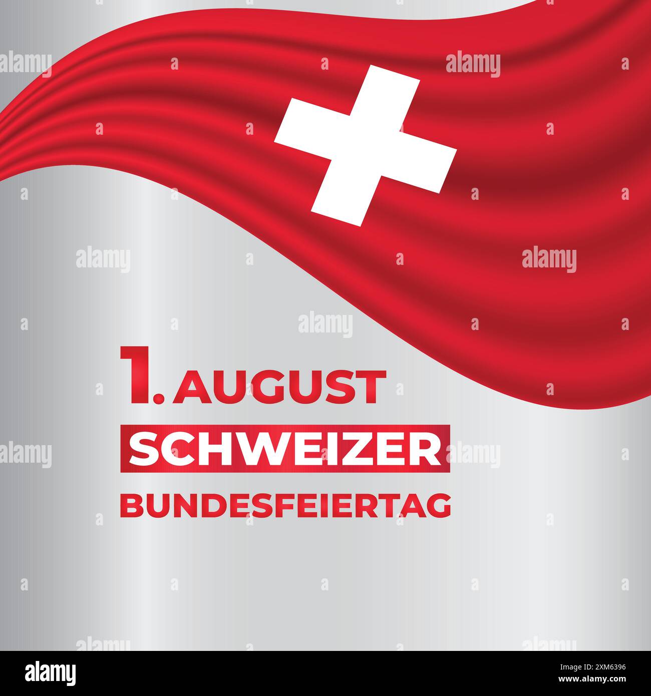 Feiern Sie den Schweizer Bundesfeiertag am 1. August mit Vektorillustration. Ideal für Posts in sozialen Medien, Banner und Grußkarten Stock Vektor