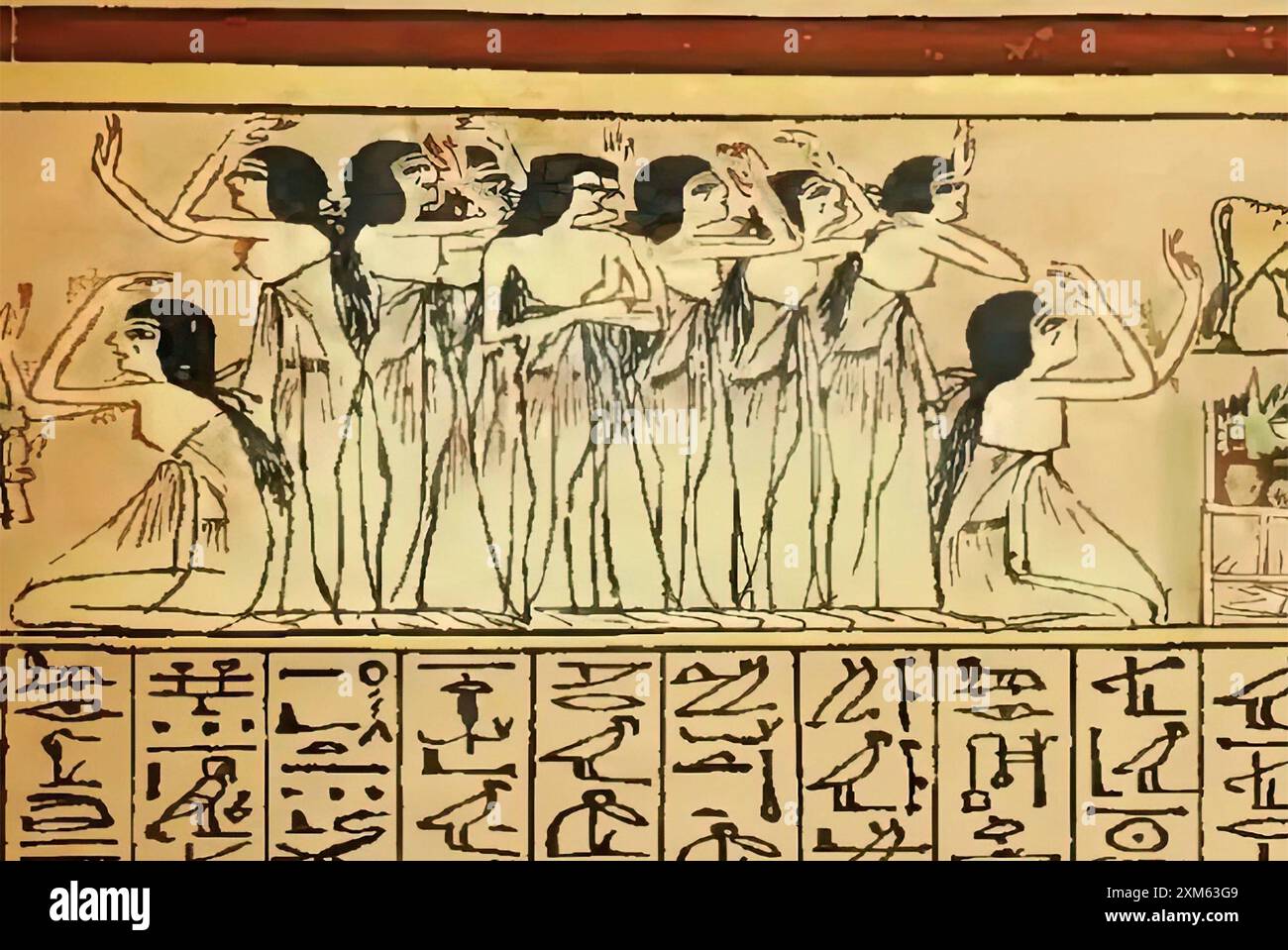 7270. Trauernde Frauen, Papyrus von Ani, datiert 1250 v. Chr., Ägypten Stockfoto