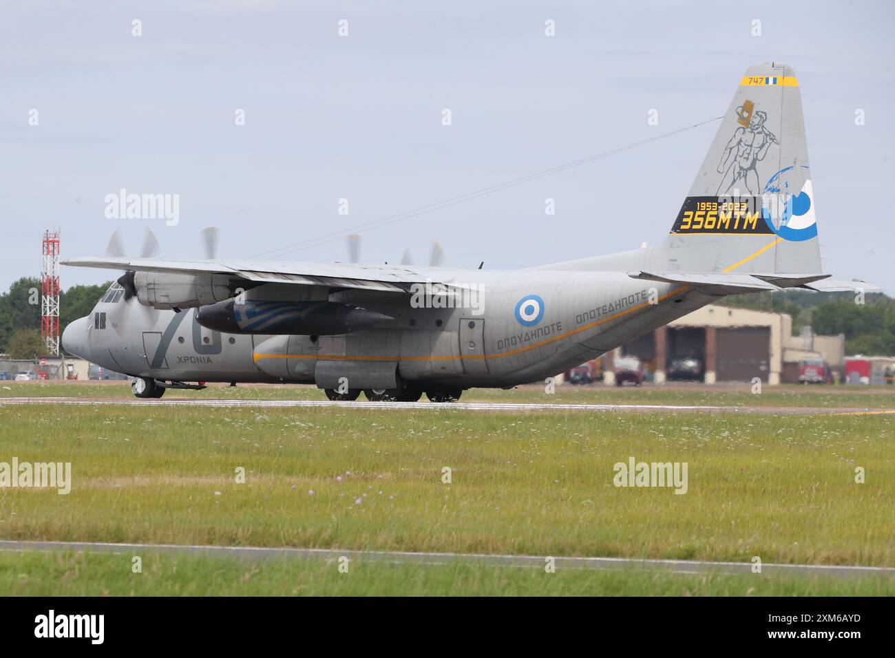 RAF Fairford, Großbritannien. 18. Juli 2024. Hellenic Air Force Lockheed C-130H Hercules auf der RIAT 2024. Stockfoto