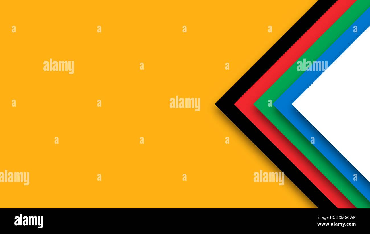 Abstrakter farbiger Hintergrund für die Olympischen Spiele. Geometrische Formen in olympischen Farben - Rot, Grün, Orange, Blau, Schwarz und weiß. Vektorflagge für spo Stock Vektor