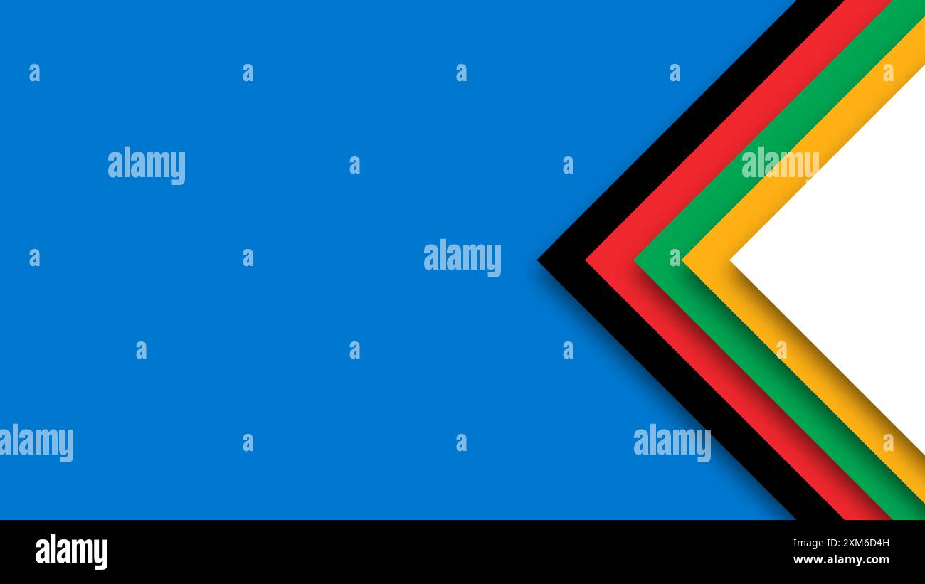 Abstrakter farbiger Hintergrund für die Olympischen Spiele. Geometrische Formen in olympischen Farben - Rot, Grün, Orange, Blau, Schwarz und weiß. Vektorflagge für spo Stock Vektor