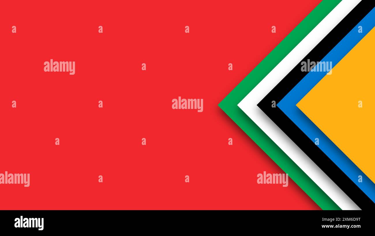 Abstrakter farbiger Hintergrund für die Olympischen Spiele. Geometrische Formen in olympischen Farben - Rot, Grün, Orange, Blau, Schwarz und weiß. Vektorflagge für spo Stock Vektor