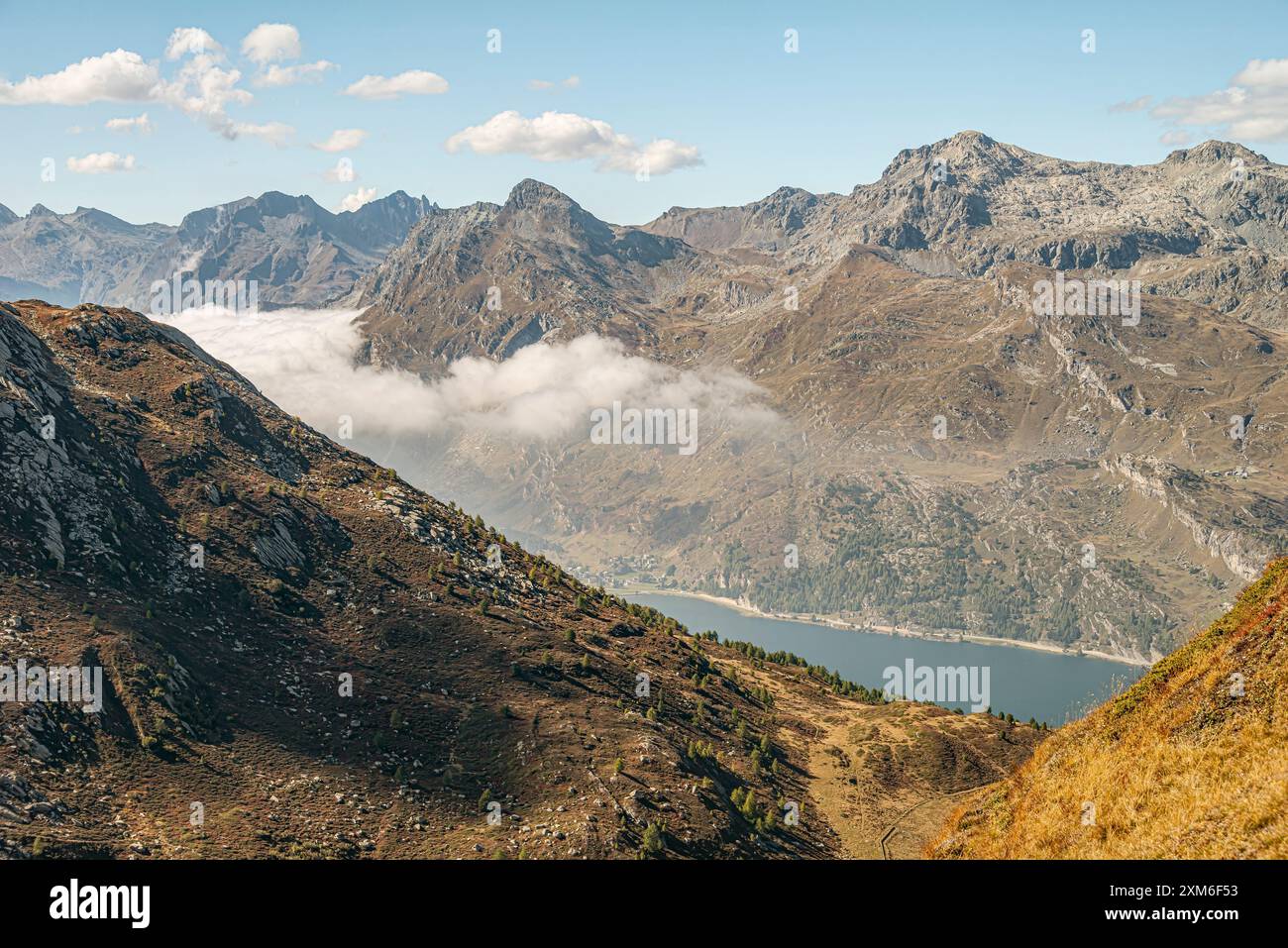 Blick von Furtschellas im Engadintal, Graubünden, Schweiz Stockfoto