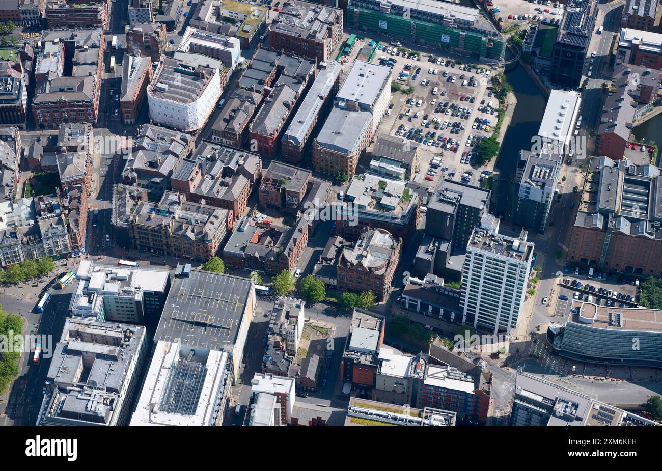 Ein Luftbild von Manchester City Centre North Quarter, Nordwesten Englands, Großbritannien Stockfoto