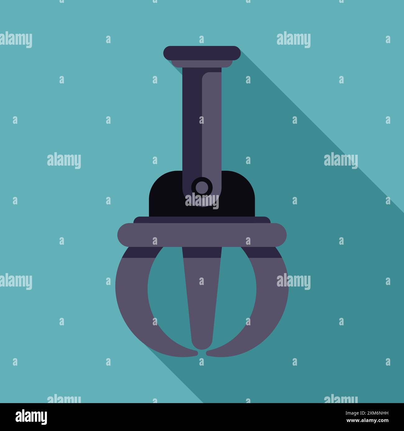 Mechanischer Greifer mit drei Fingern auf türkisfarbenem Hintergrund Stock Vektor