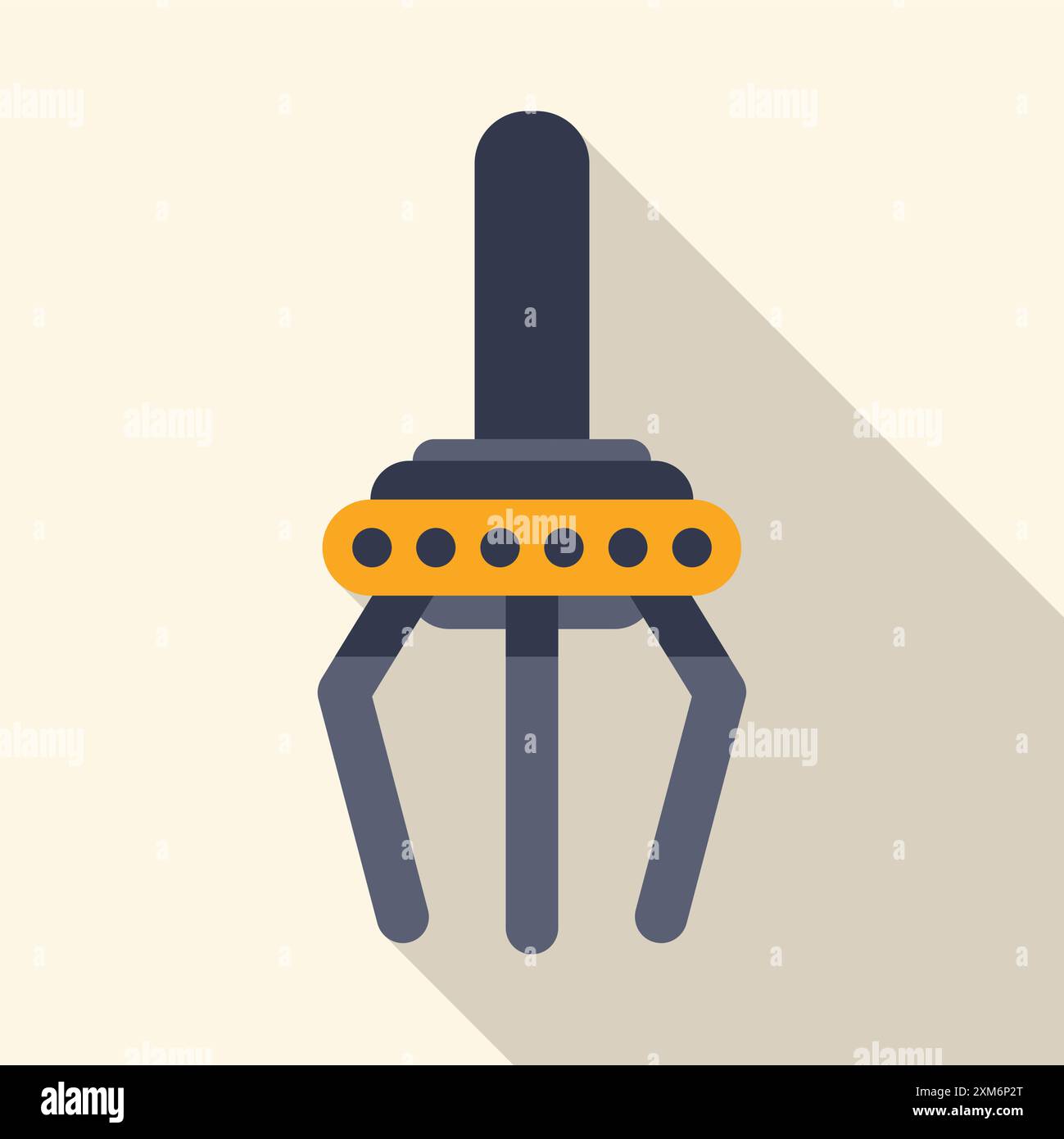 Industrieroboterarm mit drei Klauen flaches Design mit langem Schatten Stock Vektor