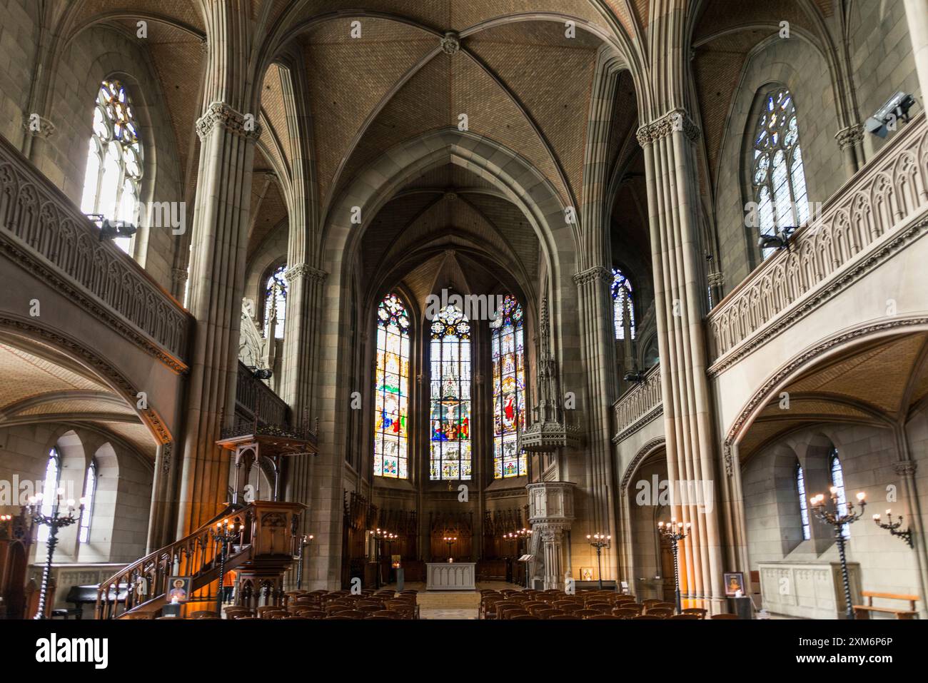 Interior, Elisabethenkirche, Basel, Kanton Basel-Stadt, Schweiz Stockfoto