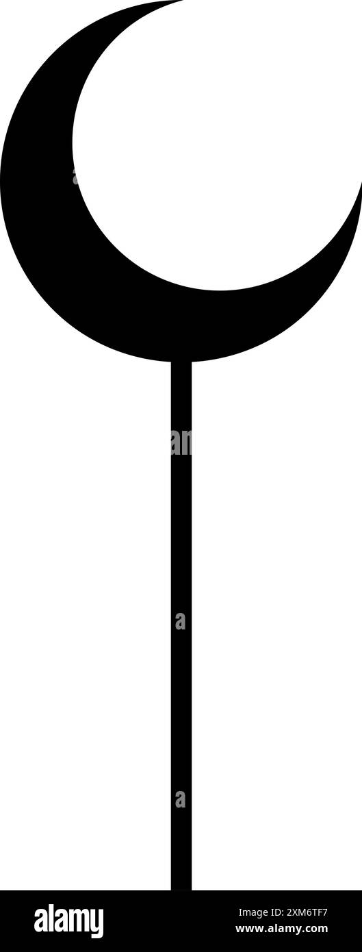 Arabische Architektur Moschee Sichel Mond schwarze Silhouette. Moscheedach, islamisches Stadtbild-Minarett für Feiertage Ramadan, Eid Al-Adha, Eid Mubarak Stock Vektor