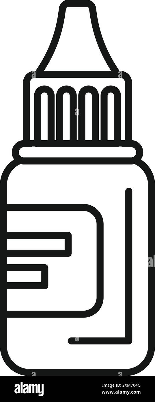 Einfache Linie Symbol einer medizinischen Tropfflasche, oft für verschiedene Behandlungen und Anwendungen verwendet Stock Vektor