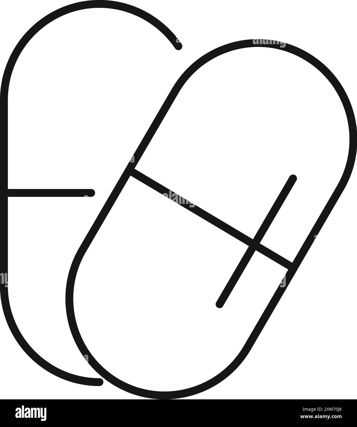 Einfache Linienzeichnung zweier Pillen, die Medikamente und pharmazeutische Produkte darstellen Stock Vektor