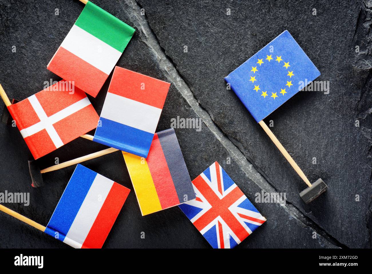 Politisches Konzept mit der Flagge der Europäischen Union Stockfoto