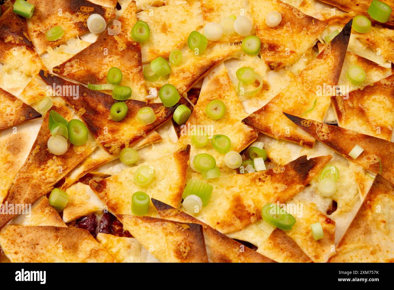 Tortilla Pute mit Frühlingszwiebelgarnitur Stockfoto