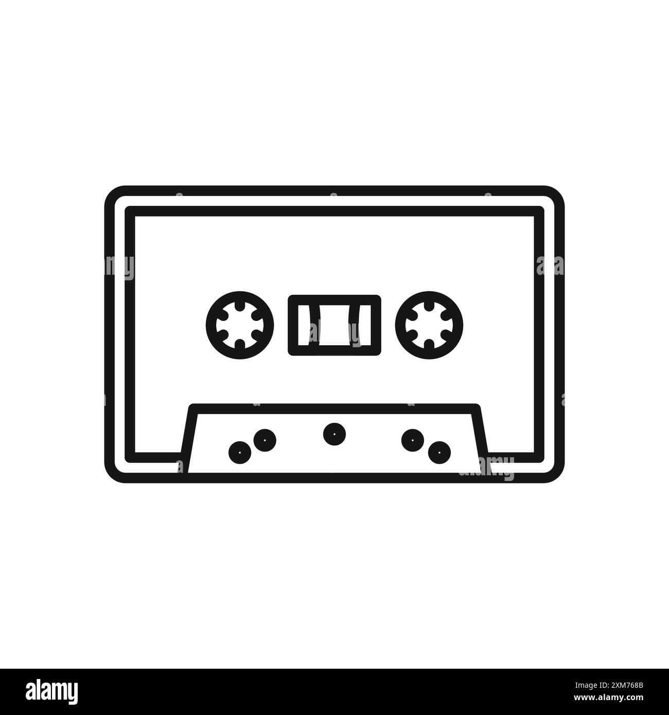 Kassettenklebesymbol Schwarzer Linie Art Vektor in schwarz-weiß Umrisse Set Sammlung Zeichen Stock Vektor