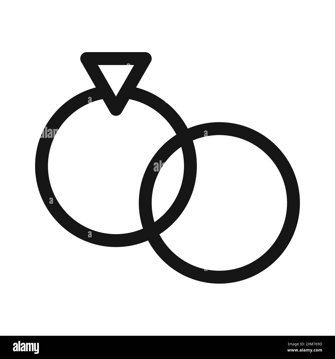 Paar Ring Symbol Schwarze Linie Art Vektor in schwarz-weiß Umrisse Set Sammlung Zeichen Stock Vektor