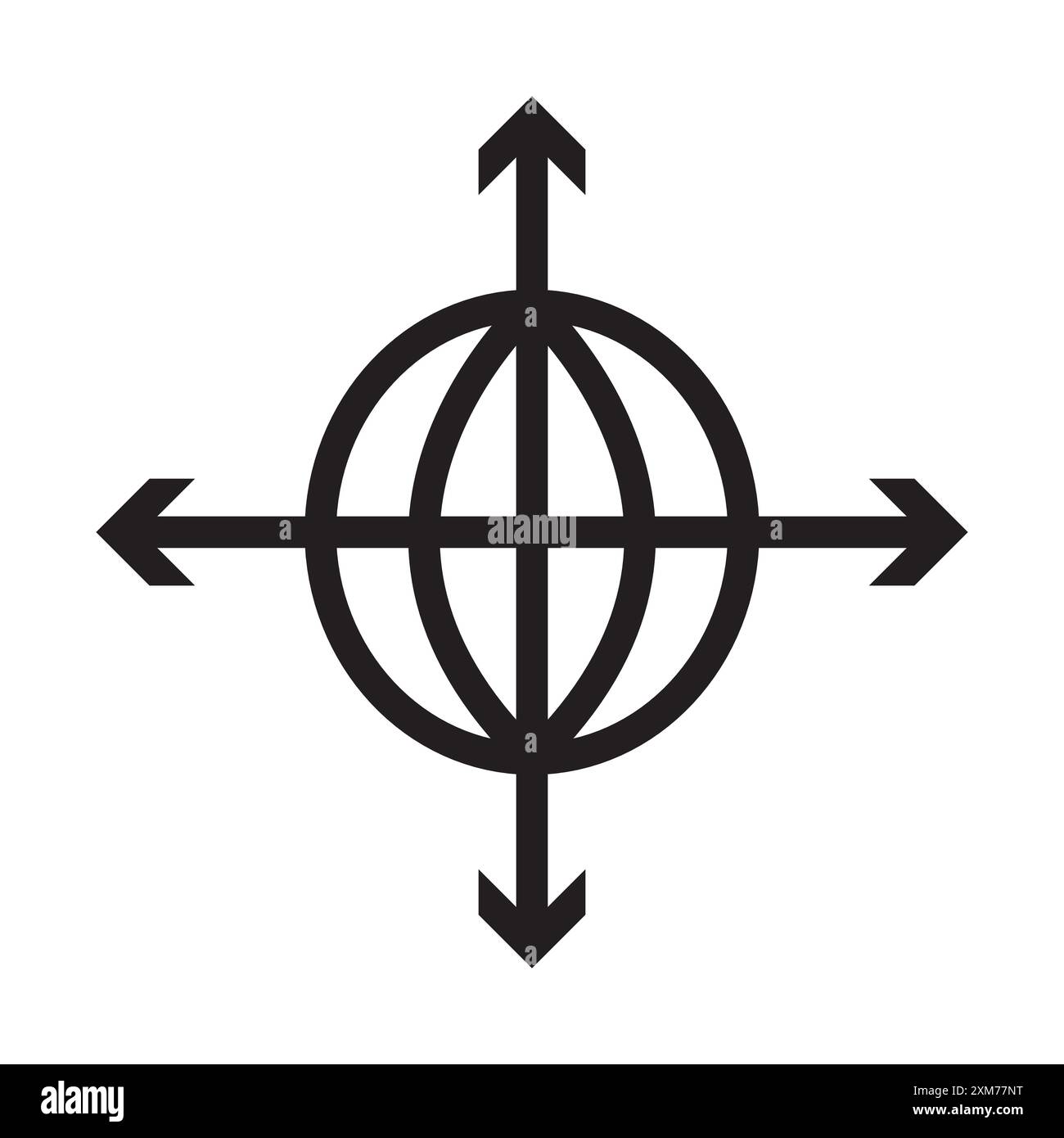 Globalisierungssymbol (2) Schwarze Linie Kunstvektor in Schwarzweiß-Umrandung Set Collection Sign Stock Vektor