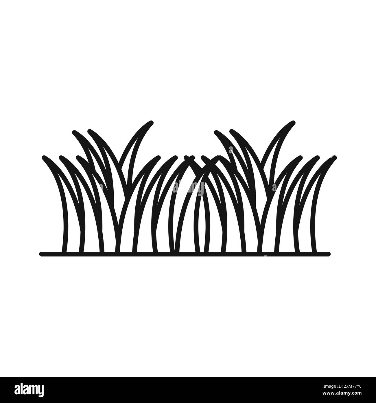 Grass Icon Black Line Art Vektor in schwarz-weiß Umrissset Sammlung Zeichen Stock Vektor