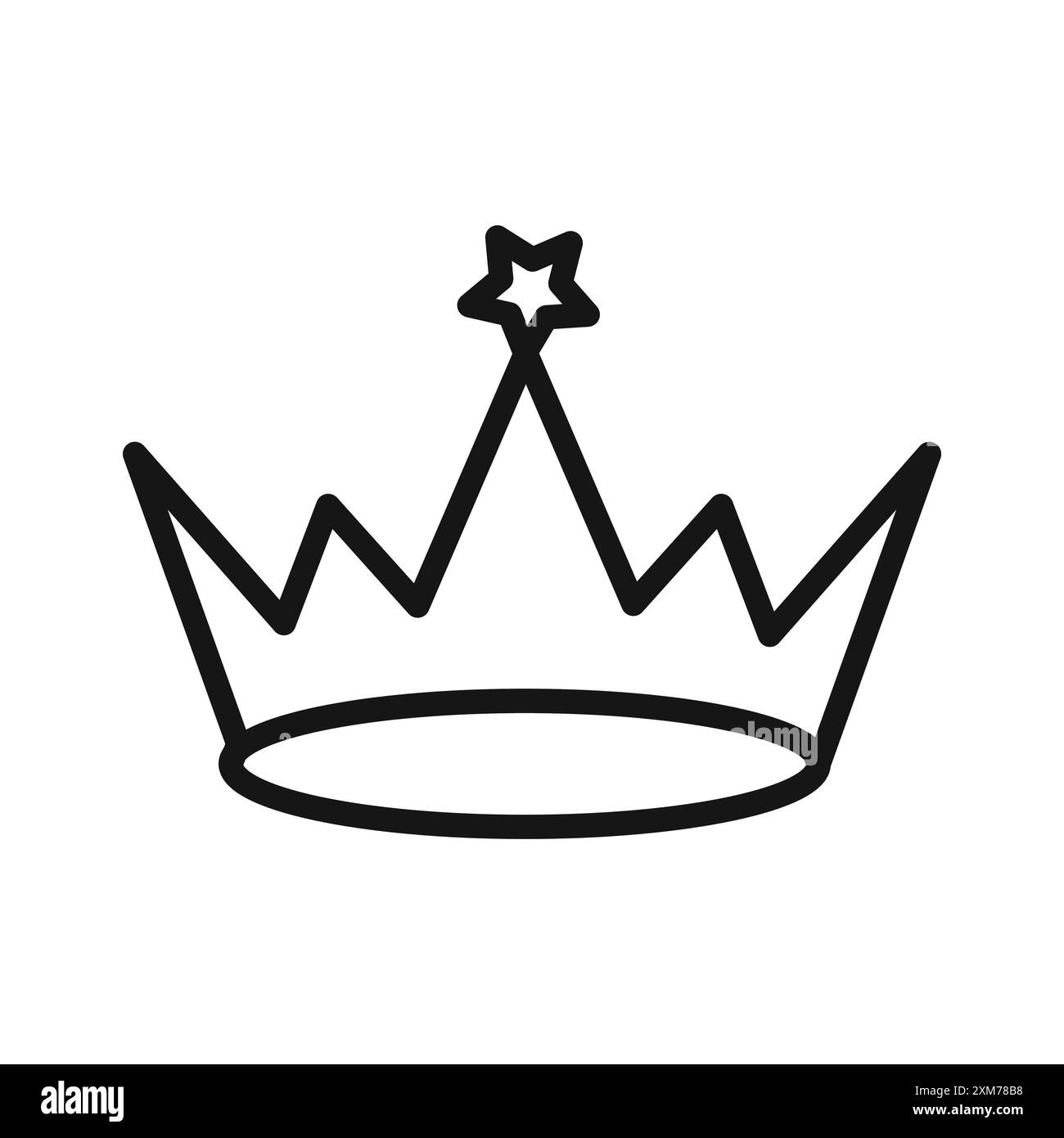 king Crown Icon Black Line Art Vektor in schwarz-weiß Umrisse Set Sammlung Zeichen Stock Vektor
