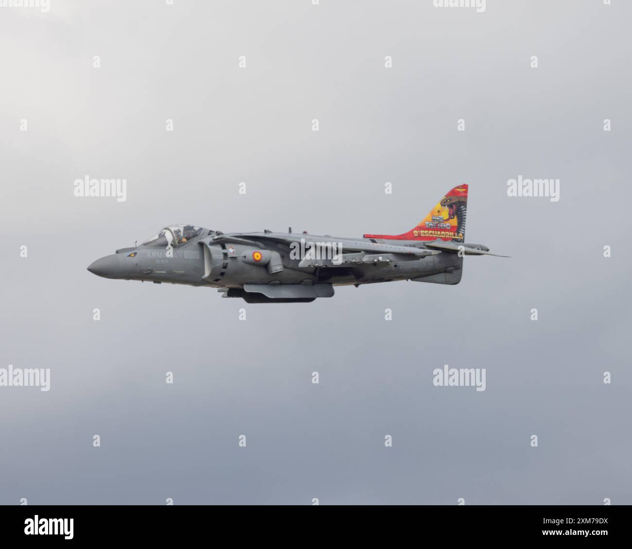 McDonnell Douglas AV-8s Matador Harrier II von 9 Esquadrilla von der spanischen Marine, der 2024 beim Royal International Air Tattoo flog Stockfoto