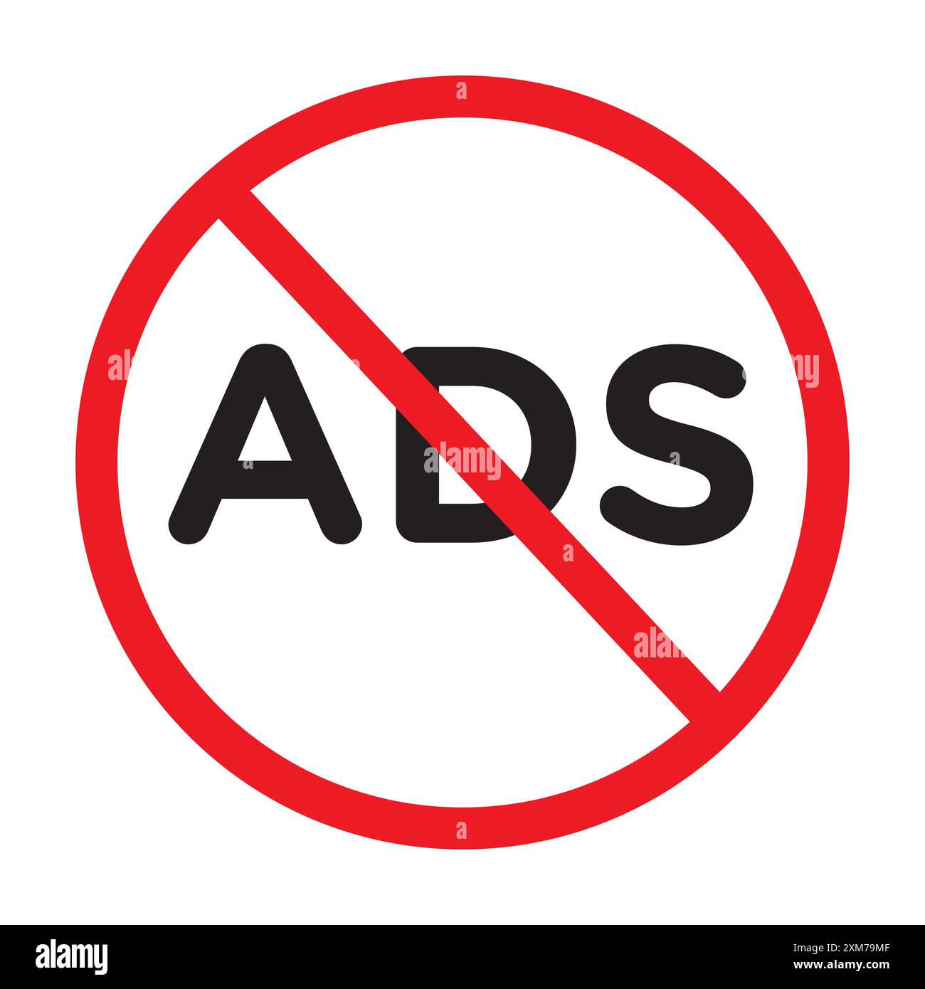 No ADS-Symbol Schwarzer Linie Kunstvektor in schwarz-weißer Umrandung Set Collection-Schild Stock Vektor