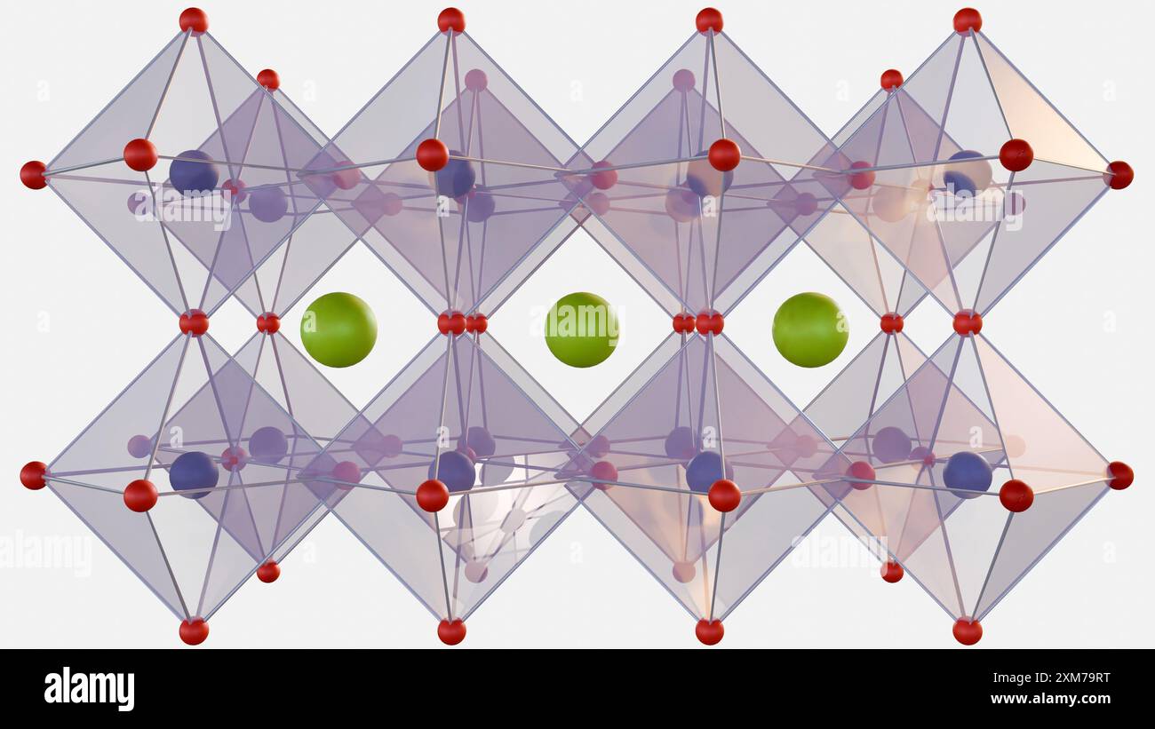 3D-Rendering von Perowskit-Nanostrukturen, diese sind vielversprechende Nanomaterialien für ihre mögliche Anwendung in Elektrochemilumineszenz (ECL) Stockfoto