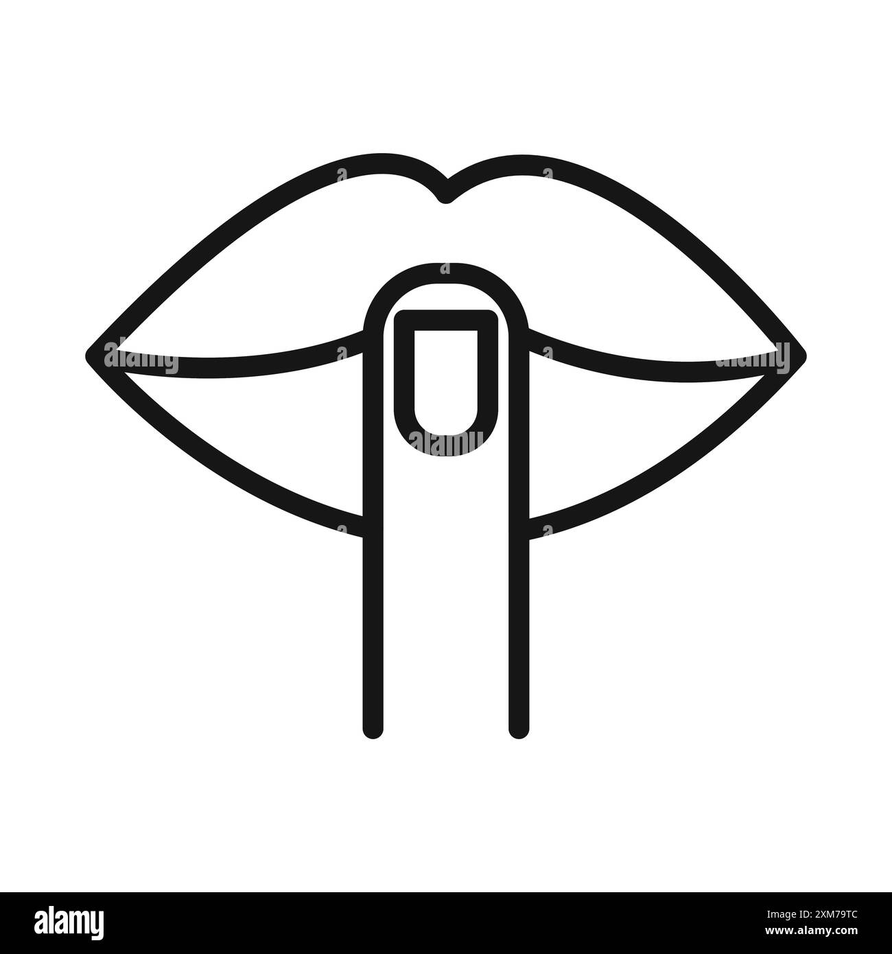 Bitte tun Sie ganz pssst Symbol Black Line Art Vektor in schwarz-weiß Umrisse Set Collection Zeichen Stock Vektor