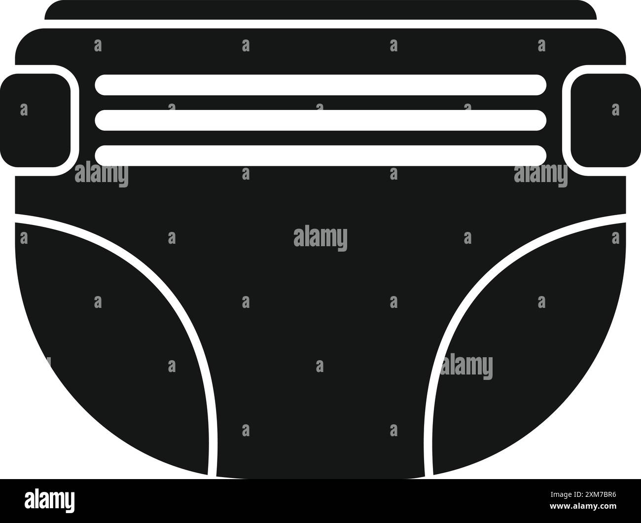 Dieses schlichte und dennoch unverzichtbare Symbol in Schwarz und weiß repräsentiert eine Babywindel, die Hygiene und Pflege für Kleinkinder verkörpert Stock Vektor