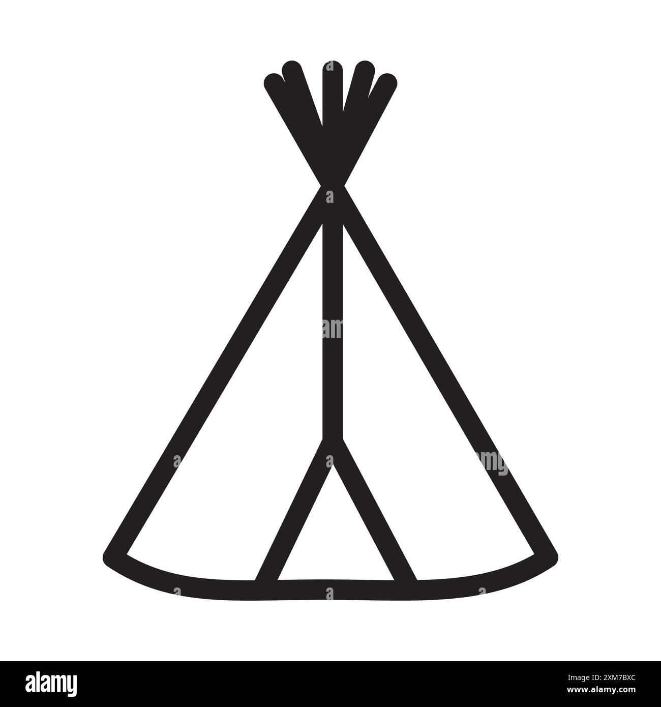 Tipi Icon Schwarzer Linie Kunstvektor in schwarz-weiß Umrisse Set Collection Zeichen Stock Vektor