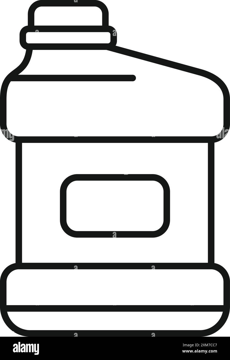 Illustration im Linienstil mit einer Flasche Mundwasser, die die Bedeutung der Mundhygiene unterstreicht Stock Vektor