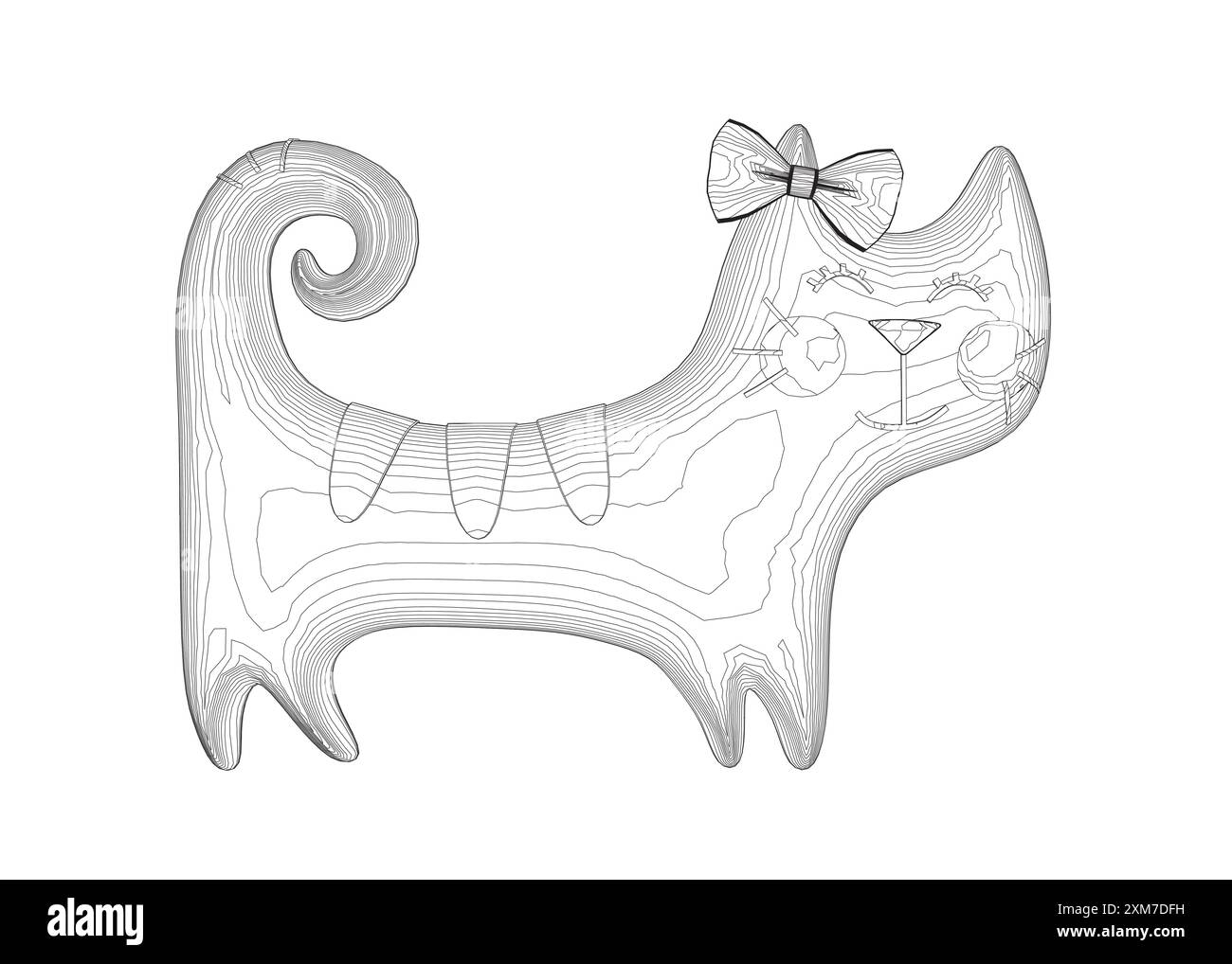 Vektorillustration der glücklichen Katze. Niedliches, lustiges Tabby-Kätzchen mit kleinen Pfoten und geschwungenem Schwanz. Isolierte Vektorvorlage von Cat. Stock Vektor