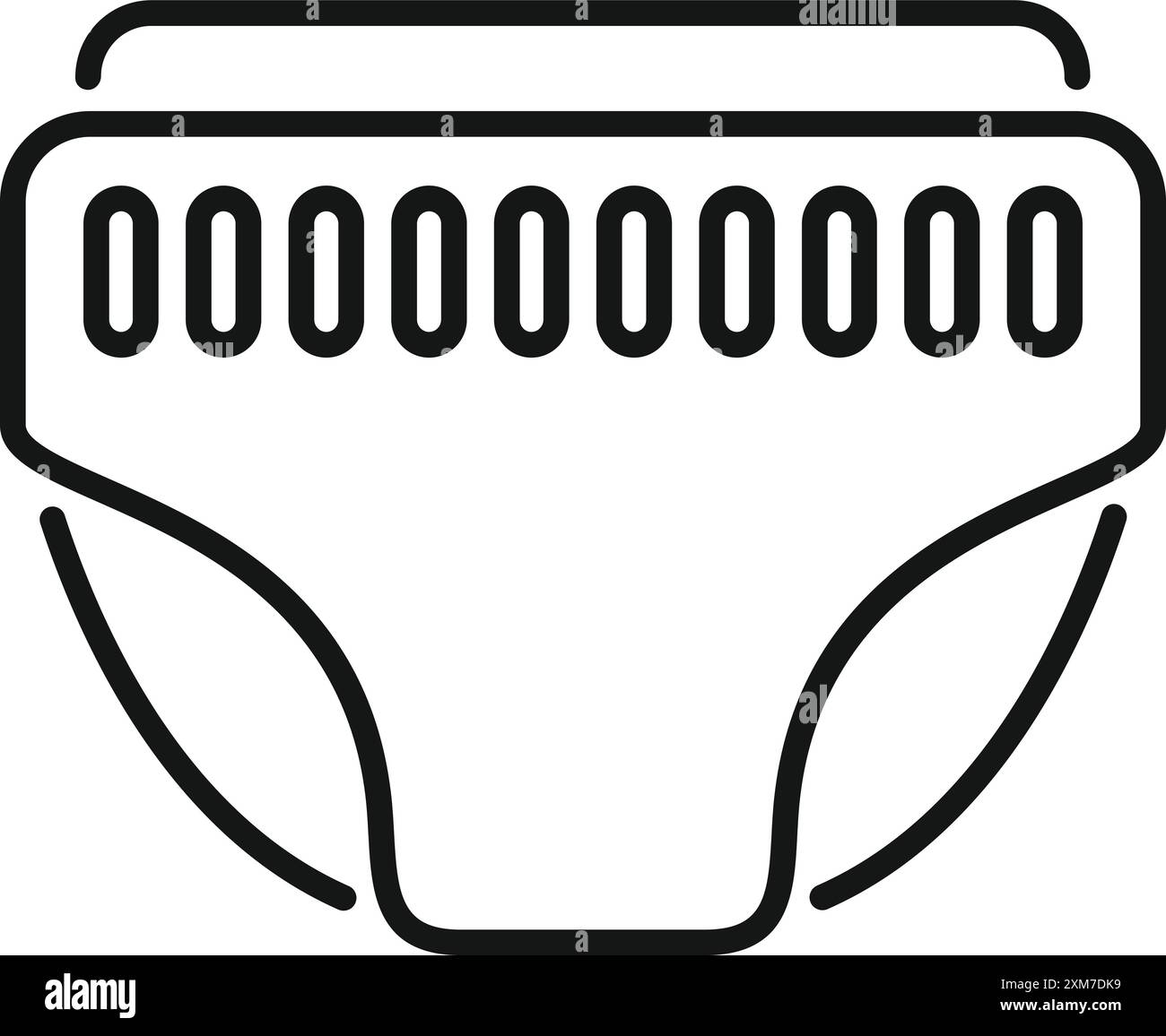 Schwarzes Umrisssymbol für eine Babywindel mit Feuchtigkeitsanzeige, die anzeigt, dass sie gewechselt werden muss Stock Vektor