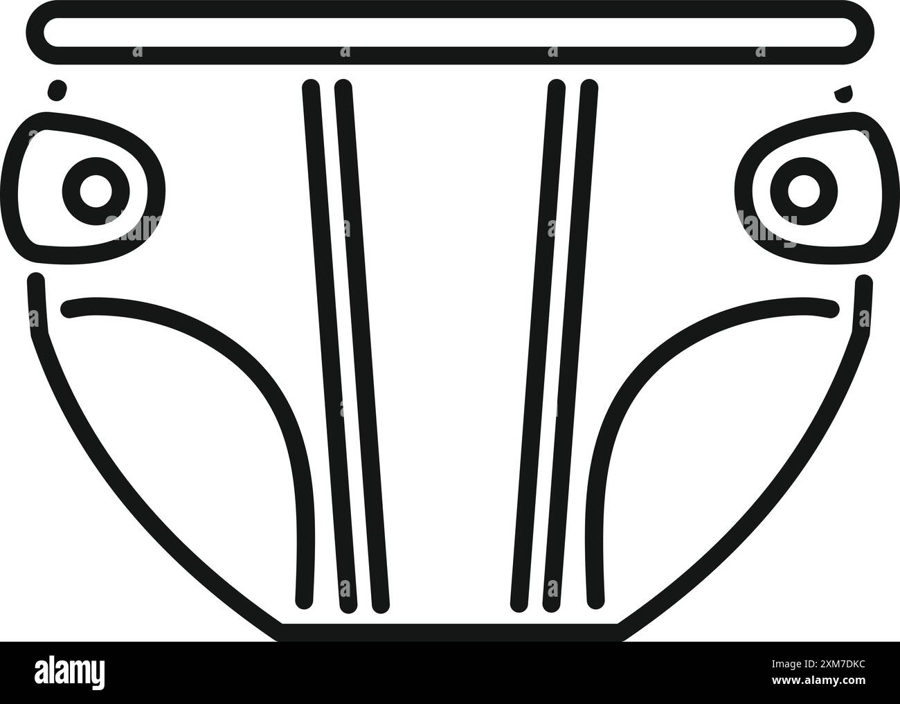 Einfaches Strichsymbol einer Windel, häufig für Babyprodukte und Dienstleistungen im Zusammenhang mit der Kinderbetreuung verwendet Stock Vektor