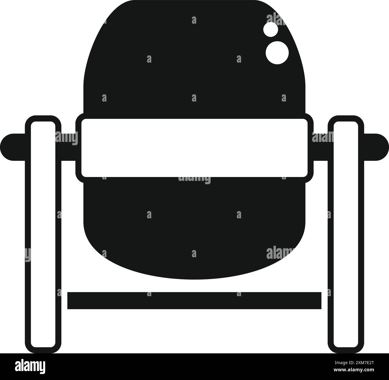 Schwarzes, solides Symbol für eine Betonmischmaschine, die zum Gießen von Fundamenten und zum Bau von Häusern verwendet wird Stock Vektor