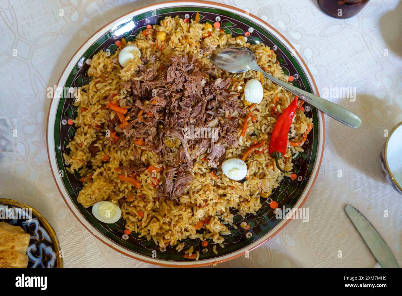 Usbek Plov – Nationalgericht Usbekistans Stockfoto