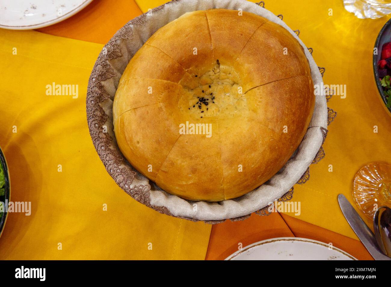 Samarkand Non oder Samarkand Brot traditionelles Brot aus Usbekistan Stockfoto