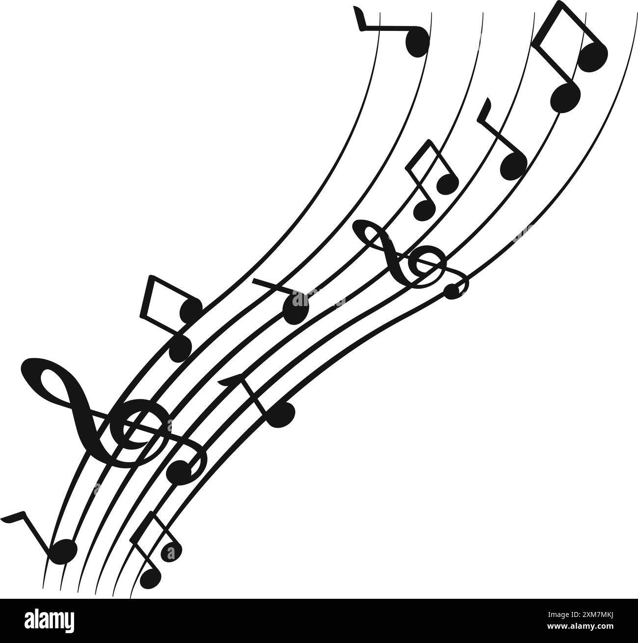 Musiknoten, Wave Upside, Curve Musical Signals, Sound Wave Line Symbol, akustische Komposition, Musical Note, Musiksound, musikalische Wellen Stock Vektor