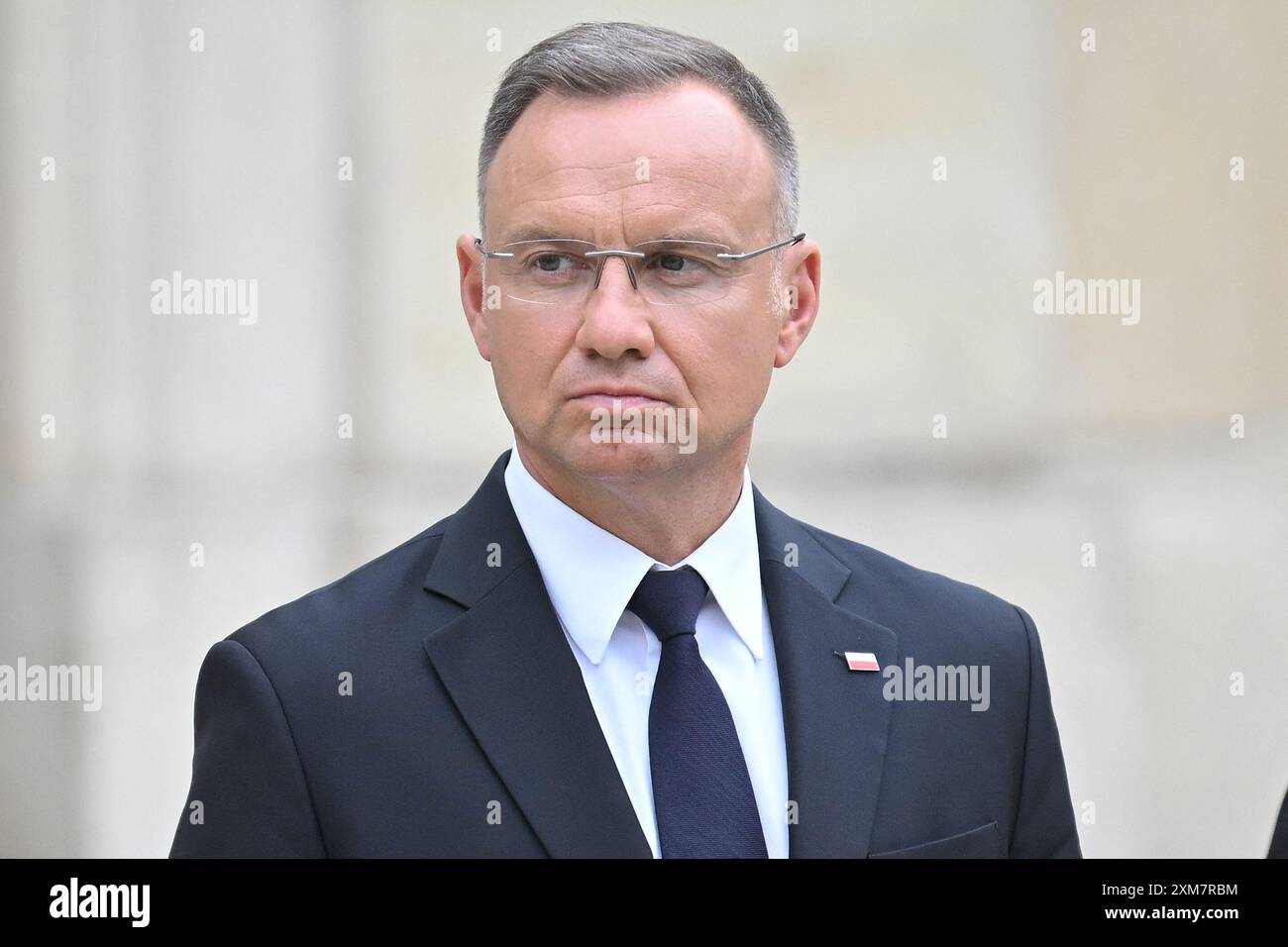 Paris, Frankreich. Juli 2024. Der polnische Präsident Andrzej Duda nahm an dem Empfang Teil, der am 26. Juli 2024 im Elysee-Palast vor der Eröffnungszeremonie der Olympischen Spiele 2024 in Paris stattfand. Foto: Eliot Blondet/ABACAPRESS. COM Credit: Abaca Press/Alamy Live News Stockfoto