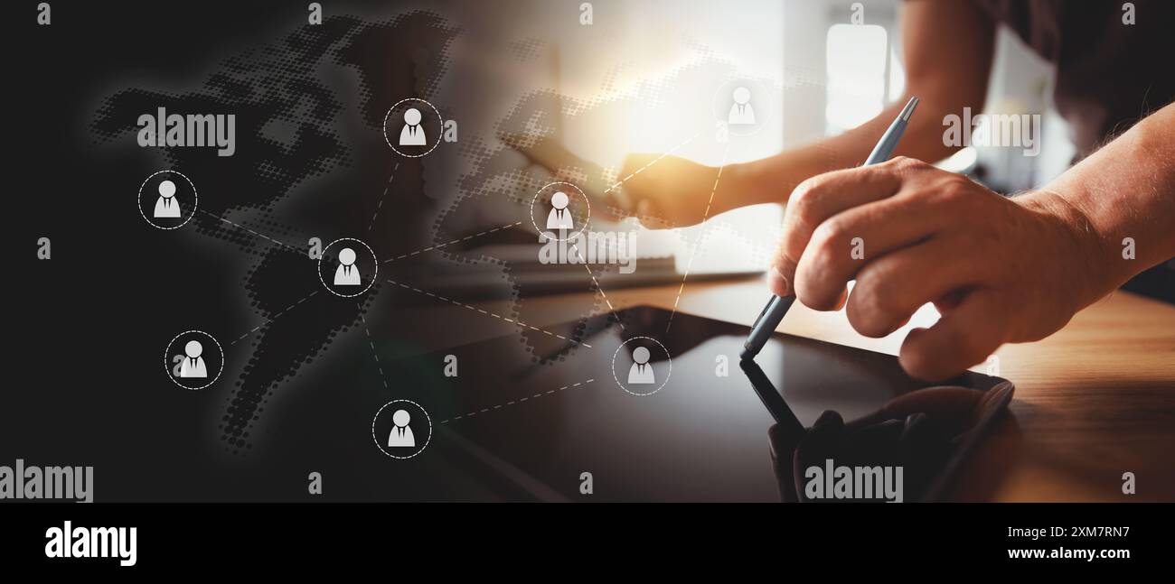 Internationale Geschäfte. Unternehmen-Community, Remote Working Team Stockfoto